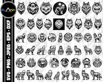 Wolf SVG Bundle: Forest, Mountain, Howling Wolf Clipart (Digital Download)