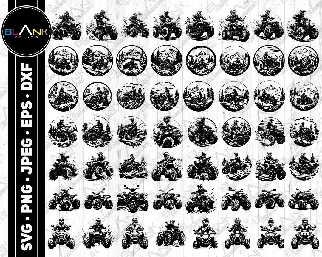ATV Vector Bundle, All Terrain Vehicle Designs (svg, Png, Jpg, Eps, Dxf ...