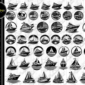 yacht bundle svg png jpeg eps dxf bundle silhouette clipart cricut vector commercial use custom yacht ship silhouette bundle vector svg