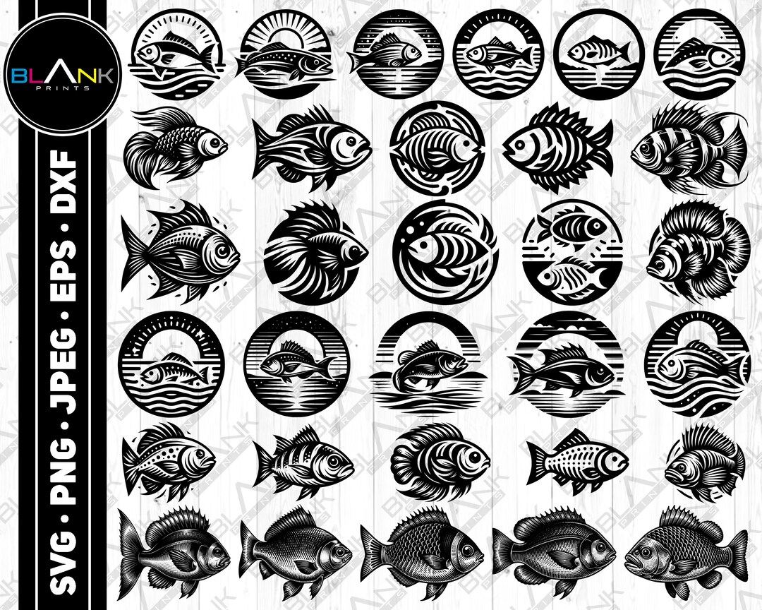 Fish SVG Bundle, Vector Graphic Designs (digital Download) - Etsy
