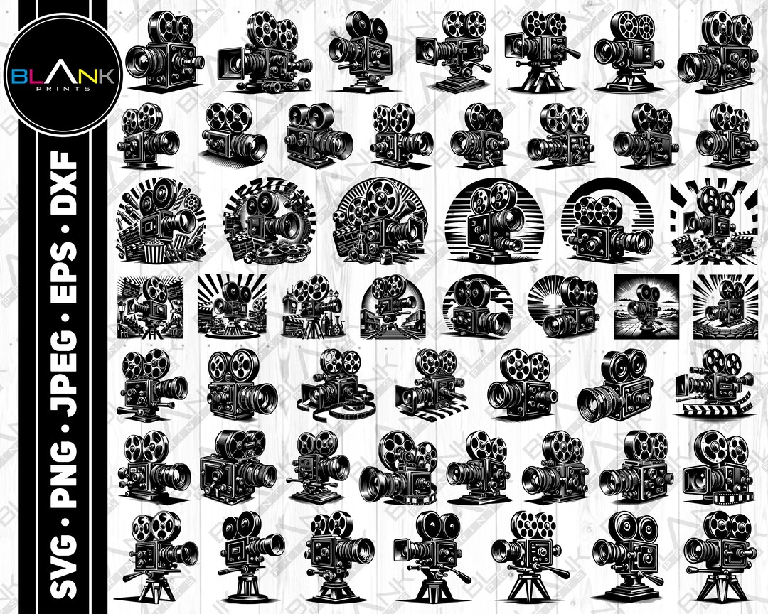 Vintage Movie Camera Clipart Bundle SVG PNG (commercial Use) - Etsy