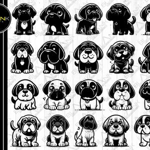 cute mastiff bundle svg png jpeg eps dxf bundle silhouette clipart cricut vector commercial use custom cute mastiff cute dog bundle mastiff