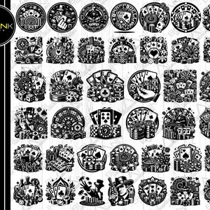 paquete de casino svg png jpeg eps dxf paquete silueta clipart cricut vector uso comercial juegos de casino personalizados las vegas casino chips casino