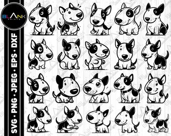 Bull Terrier Clipart Bundle, Vector Graphics (svg, png, jpg, eps, dxf) (Commercial Use)