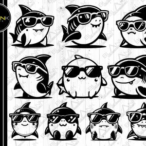 cute shark bundle svg png jpeg eps dxf bundle silhouette clipart cricut vector commercial use custom cute shark silhouette shark vector svg