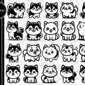 cute shiba inu bundle svg png jpeg eps dxf bundle silhouette clipart cricut vector commercial use custom cute shiba inu dog cute dog vector