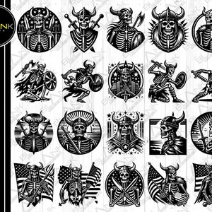 Skeleton Viking Warrior Clipart Bundle (svg, Png, Jpg, Eps, Dxf) - Etsy