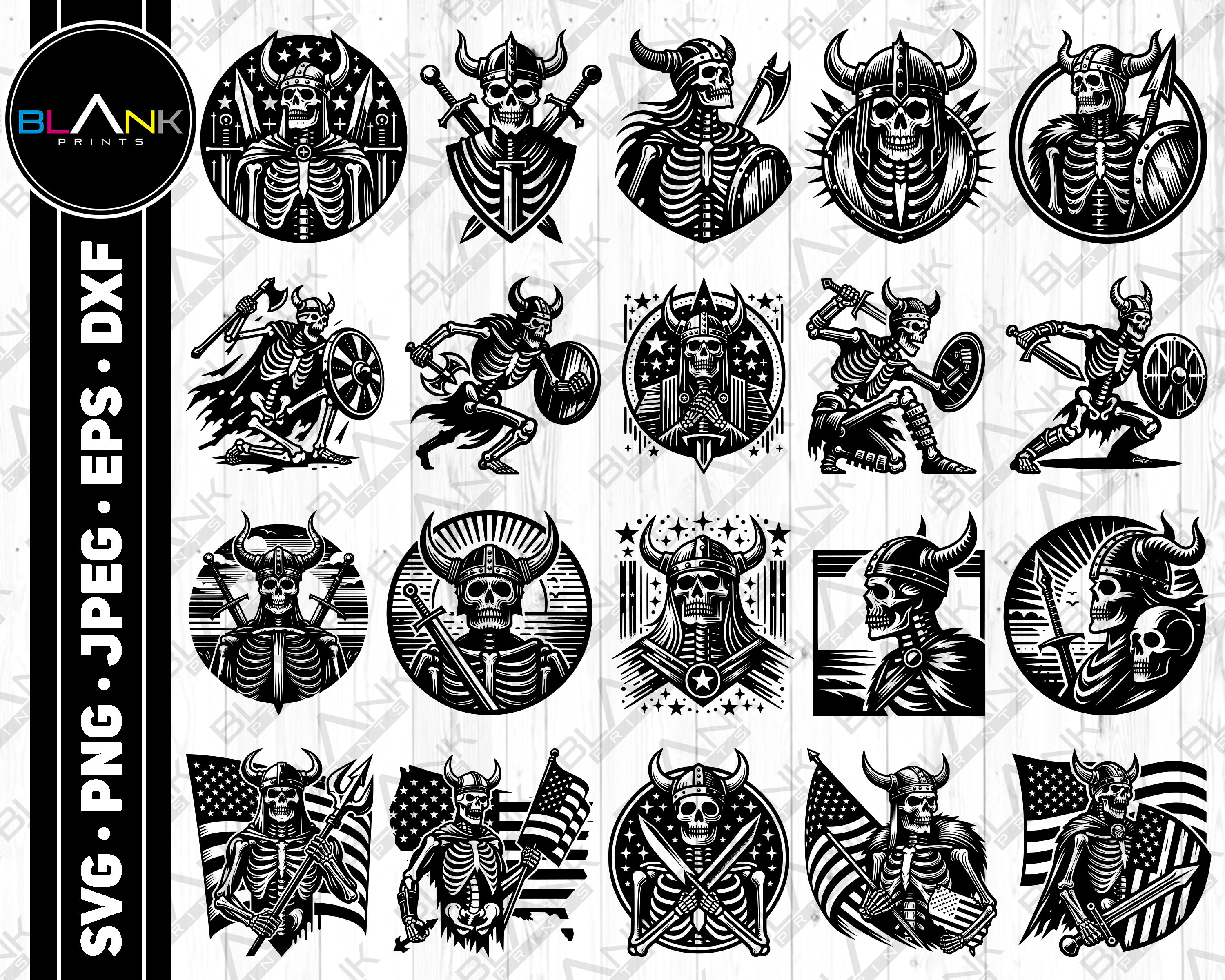 Skeleton Viking Warrior Clipart Bundle (svg, Png, Jpg, Eps, Dxf) - Etsy