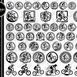 Bundle de vélo bmx svg png jpeg eps dxf bundle silhouette clipart cricut vecteur usage commercial personnalisé emblème de vélo bmx vélo sports bundle svg