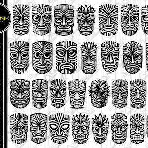 tiki mask bundle svg png jpeg eps dxf bundle silhouette cricut clipart commercial use custom tiki mask hawaii party tiki mask silhouette svg