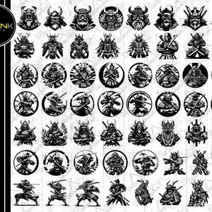 samurai bundle svg png jpeg eps dxf engrave silhouette clipart cricut laser vector commercial use custom samurai warrior japanese warrior