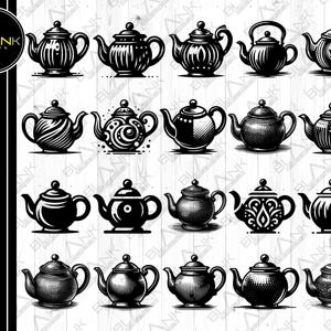 Teapot Clipart Bundle, Silhouette Vector Graphics (svg, png, jpg, eps, dxf) (Digital Download)