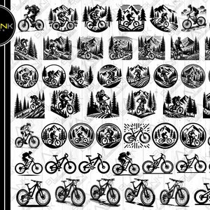 mountain bike bundle svg png jpeg eps dxf vector bundle silhouette cricut commercial use downhill bike bundle mountain biking