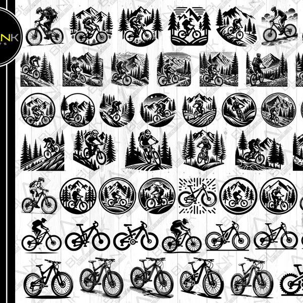 Lot de vélos de montagne svg png jpeg eps dxf vector bundle silhouette cricut usage commercial lot de vélos de descente VTT