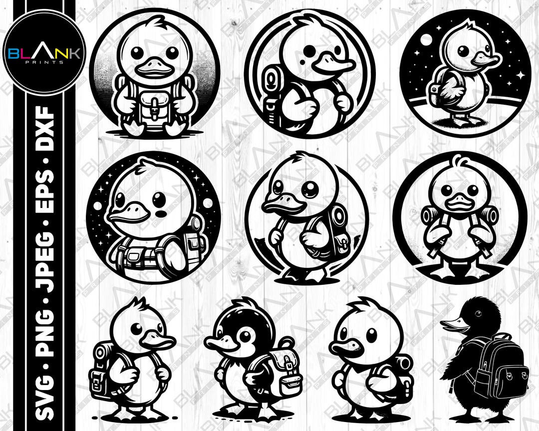 Cute Duck School Bundle Svg Png Jpeg Eps Dxf Engrave Silhouette Clipart ...
