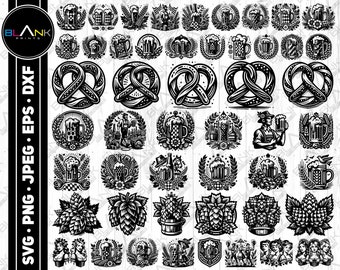 Paquete de ilustraciones vectoriales del Oktoberfest: cerveza, pretzels, lúpulo (descarga digital)