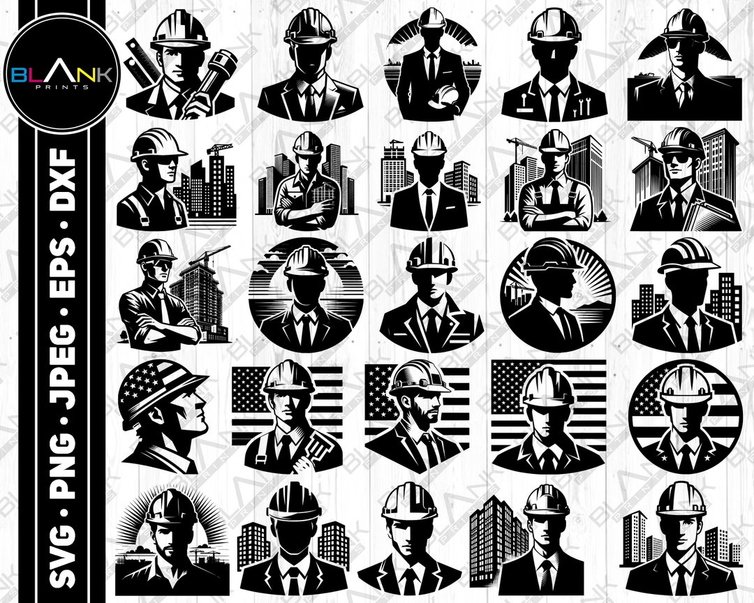 Engineer SVG Bundle: Construction & Building Designs (digital Download ...