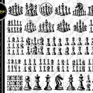chess bundle svg png jpeg eps dxf vector bundle silhouette cricut commercial use chess pawn rook bishop knight queen king chess piece bundle