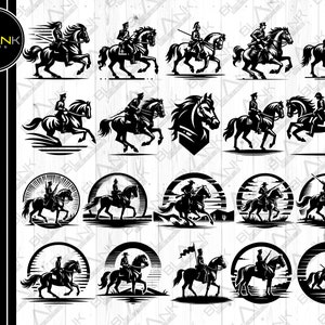 cavalry bundle svg png jpeg eps dxf bundle silhouette cricut commercial use custom shirt design cavalry soldier horse riding bundle svg