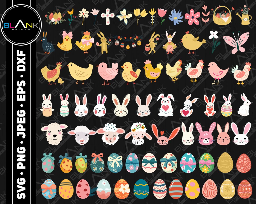 Happy Easter Bundle Svg Png Jpeg Eps Dxf Bundle Silhouette Cricut ...
