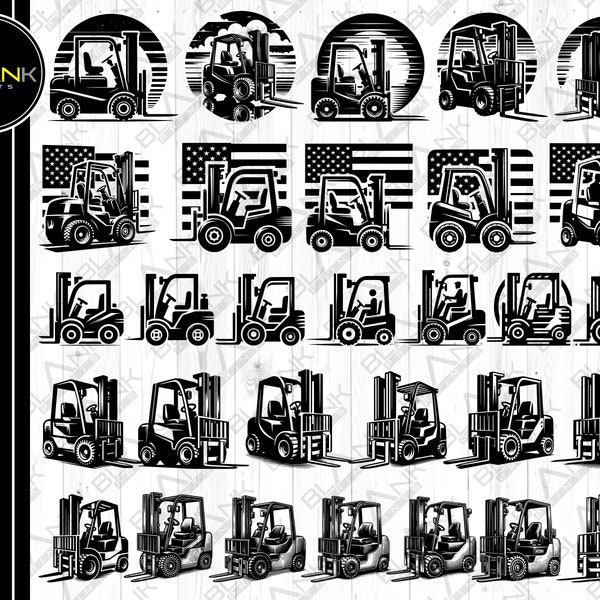 forklift bundle svg png jpeg eps dxf bundle silhouette cricut commercial use forklift heavy equipment vehicles work vehicles bundle