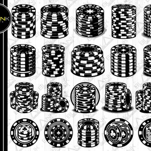 ポーカーチップバンドル svg png jpeg eps バンドル シルエット クリップアート クリカット ベクター 商用利用 カスタムポーカー シルエット ポーカーベクター カジノチップ