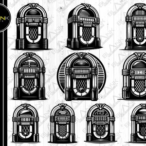 Lot de cliparts Jukebox rétro : vecteur de musique vintage (téléchargement numérique)