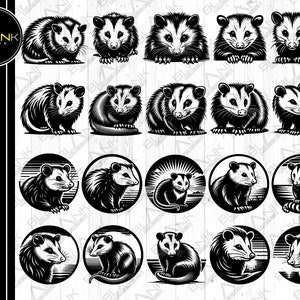 opossum bundle svg png jpeg eps dxf vector bundle silhouette cricut commercial use custom opossum animal possum svg