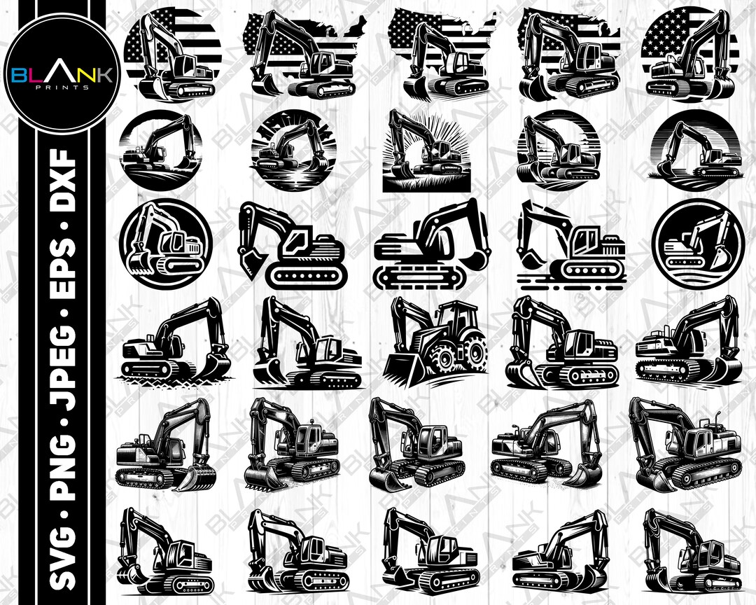 Excavator Truck SVG Bundle, Heavy Equipment Graphics (digital Download ...