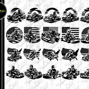 ゴーカート バンドル SVG PNG JPEG EPS DXF バンドル シルエット クリカット 商用利用 カスタム ゴーカート カート レーシング バンドル