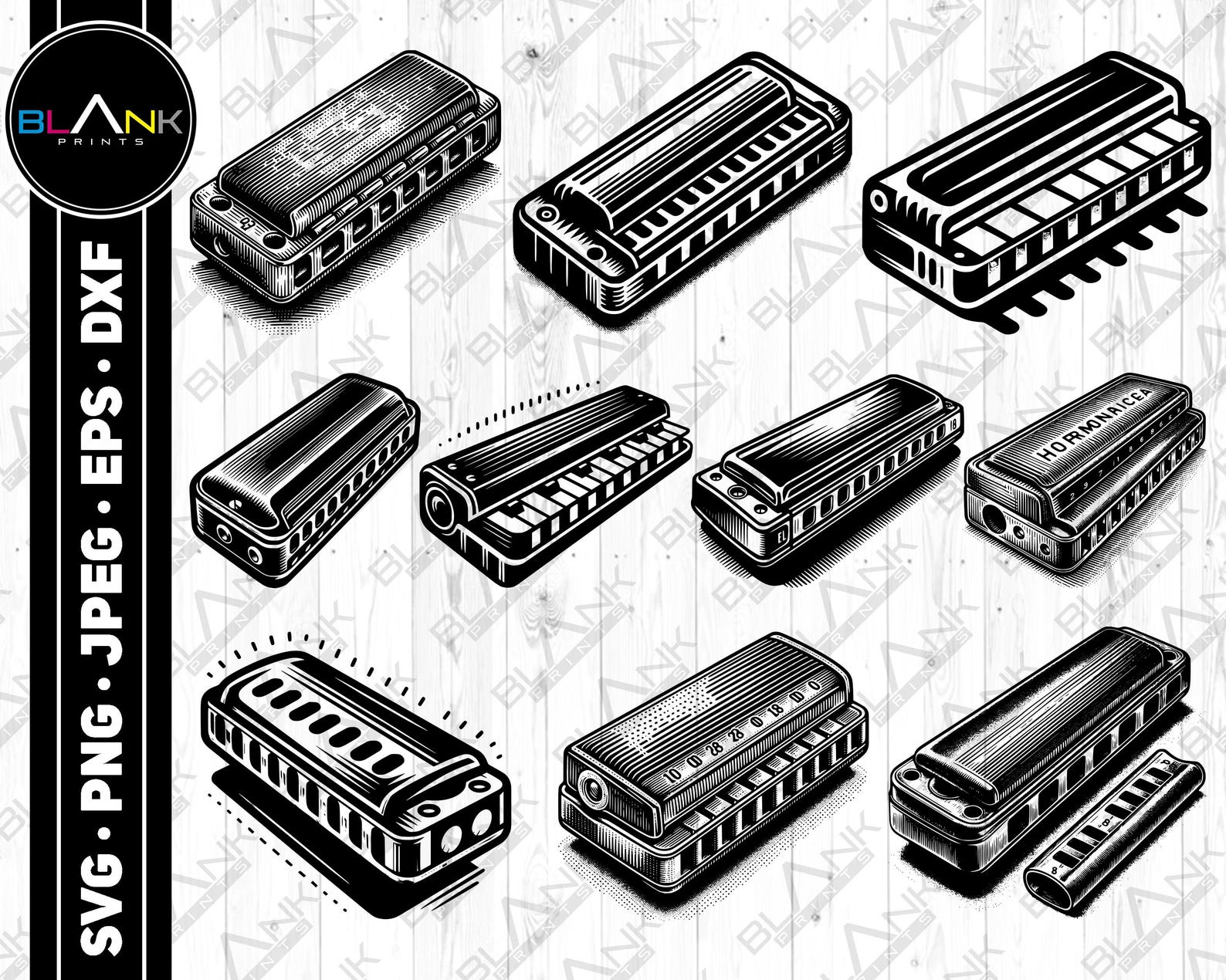 Harmonica Clipart Bundle, Vector Graphics (svg, Png, Jpg, Eps, Dxf) - Etsy