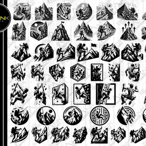 Mountain Climbing SVG Bundle: Hiking & Wall Climbing Cut Files (Commercial Use)