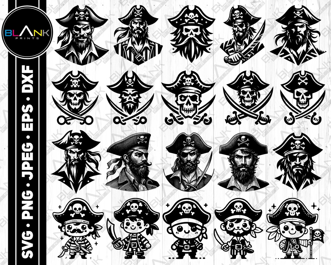 Pirates Bundle Svg Png Jpeg Eps Dxf Bundle Silhouette Cricut Commercial ...