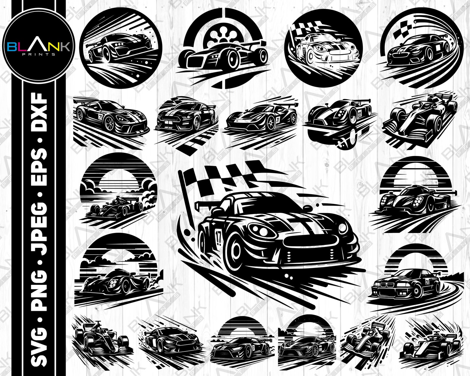 Car Racing SVG Bundle: Silhouette Clipart, Cricut Vector (digital ...