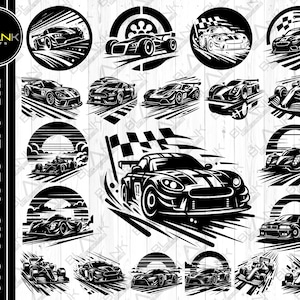 Car Racing SVG-bundel: silhouet clipart, Cricut vector (digitale download)