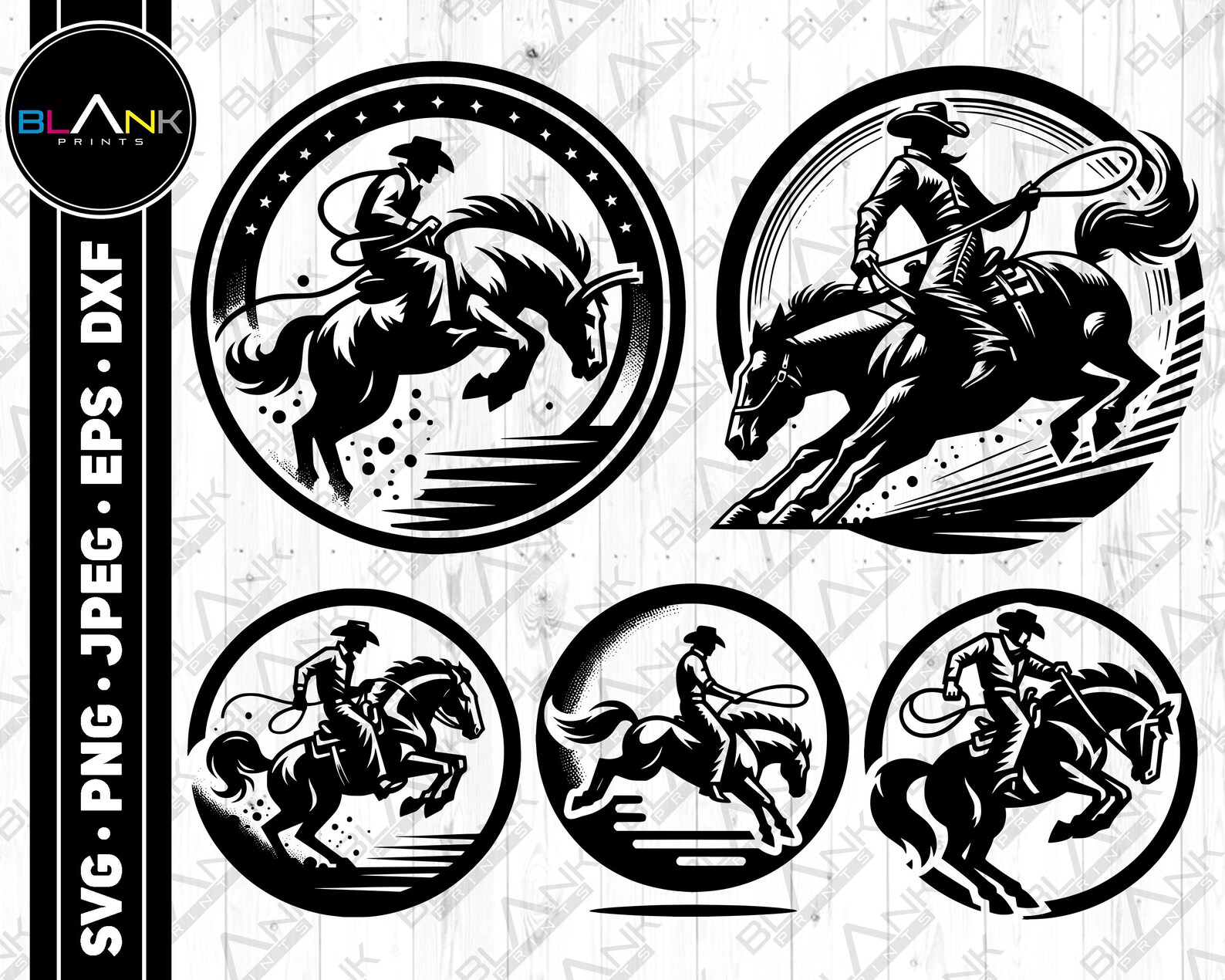 Rodeo Cowboy Horse Vector Clipart Bundle (svg, Png, Jpg, Eps, Dxf ...