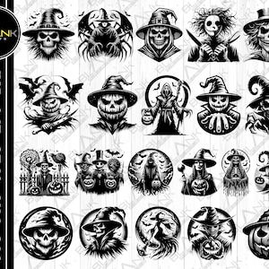 halloween witch bundle svg png jpeg eps dxf bundle silhouette clipart cricut vector commercial use custom halloween witch vector halloween