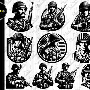 war soldier bundle svg png jpeg eps dxf bundle silhouette cricut commercial use custom war patriot soldier world war silhouette bundle svg