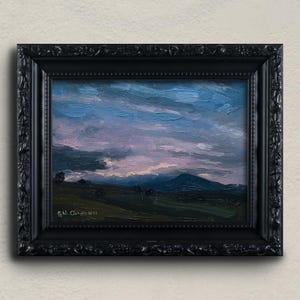 Framed original landscape small oil painting 20x15cm 8x6 inch Wall decor, hand painted Impressionist Wall art, sunset, Home Decor