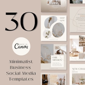 30 Instagram Post Templates | Marketing Templates | Instagram Engagement | Minimalist Social Media Posts | Small Business social posts