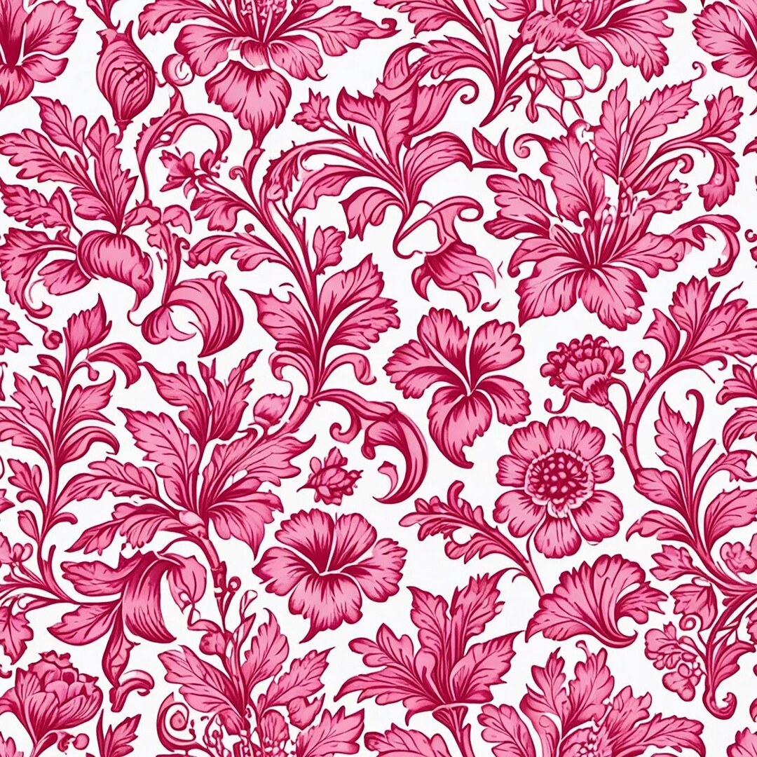 Pink Floral Toile Seamless Pattern Coquette Aesthetic Digital Download ...