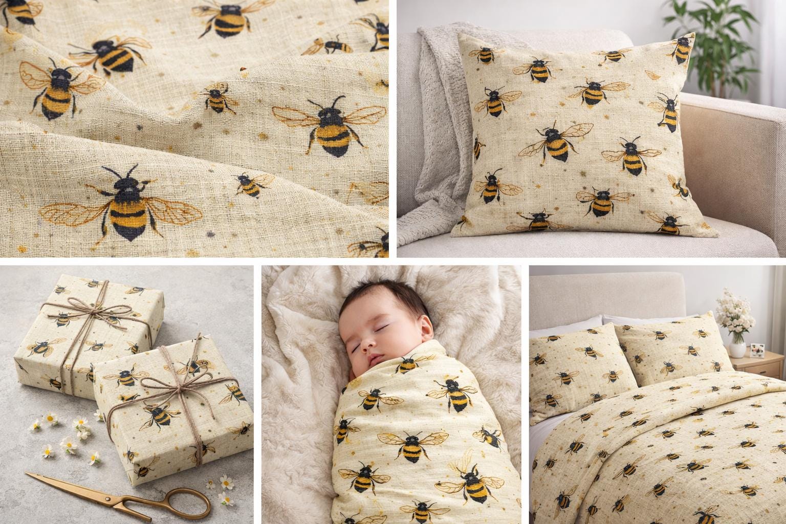 24 Bee Seamless Pattern Bundle, Honey Bee Floral Digital Paper ...