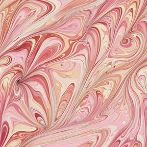 May include: Abstract swirl pattern in shades of pink, red, and cream. The pattern resembles a flowing liquid or marbled paper.