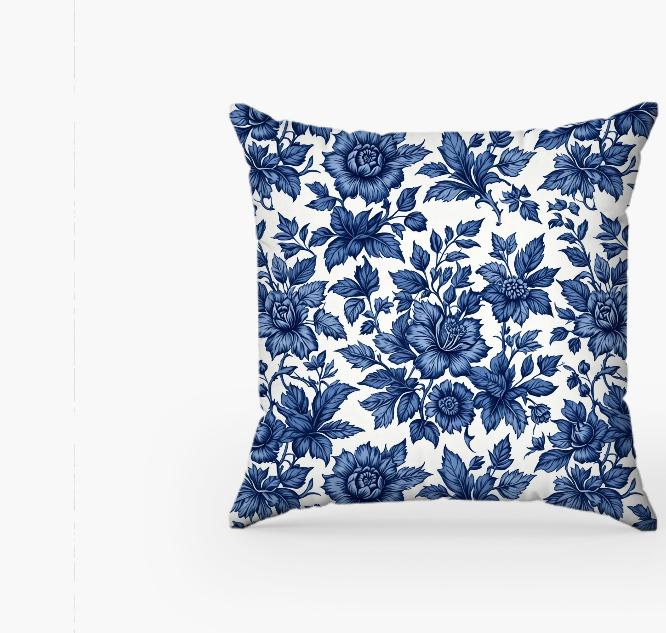 Blue Floral Seamless Pattern - Vintage Botanical Print for Fabrics ...