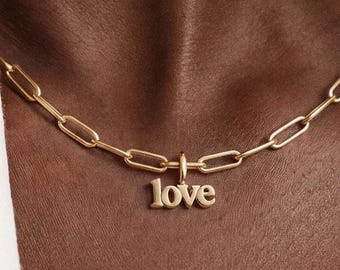 Love Charm, Bubble Balloon Script Pendant Charm, Gift for Her