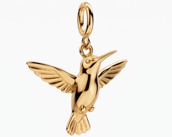 Hovering Hummingbird Charm, Spread-Wing Bird Pendant Charm, Gift For Her