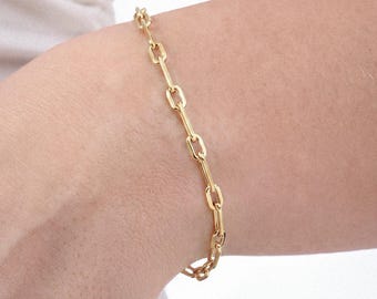 Paperclip Chain Bracelet, Elongated Link Layering Bracelet, Gift For Her