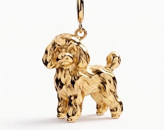 Toy Poodle Charm, Curly Doodle Dog Pendant Charm, Gift for Her