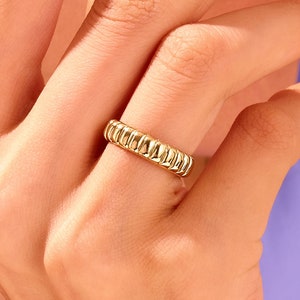 14k Solid Gold Charlotte Ring / Chunky Bubble Gold Dome Ring / Thick Band Ring for Women / Birthday Gift Jewelry for Her
