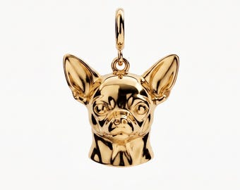 Chihuahua Charm, Cute Dog Head Charm for Bracelet or Chain, Dog Mom Gift